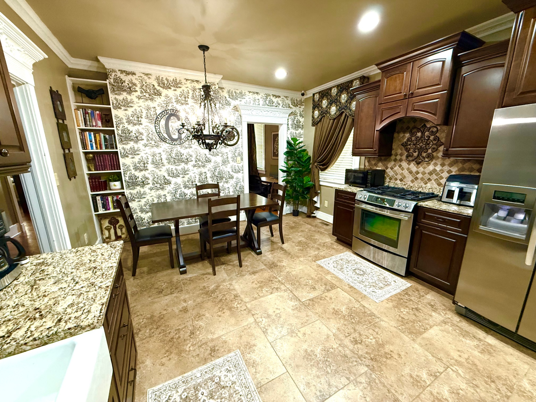 The kitchen and dining area where residents share meals